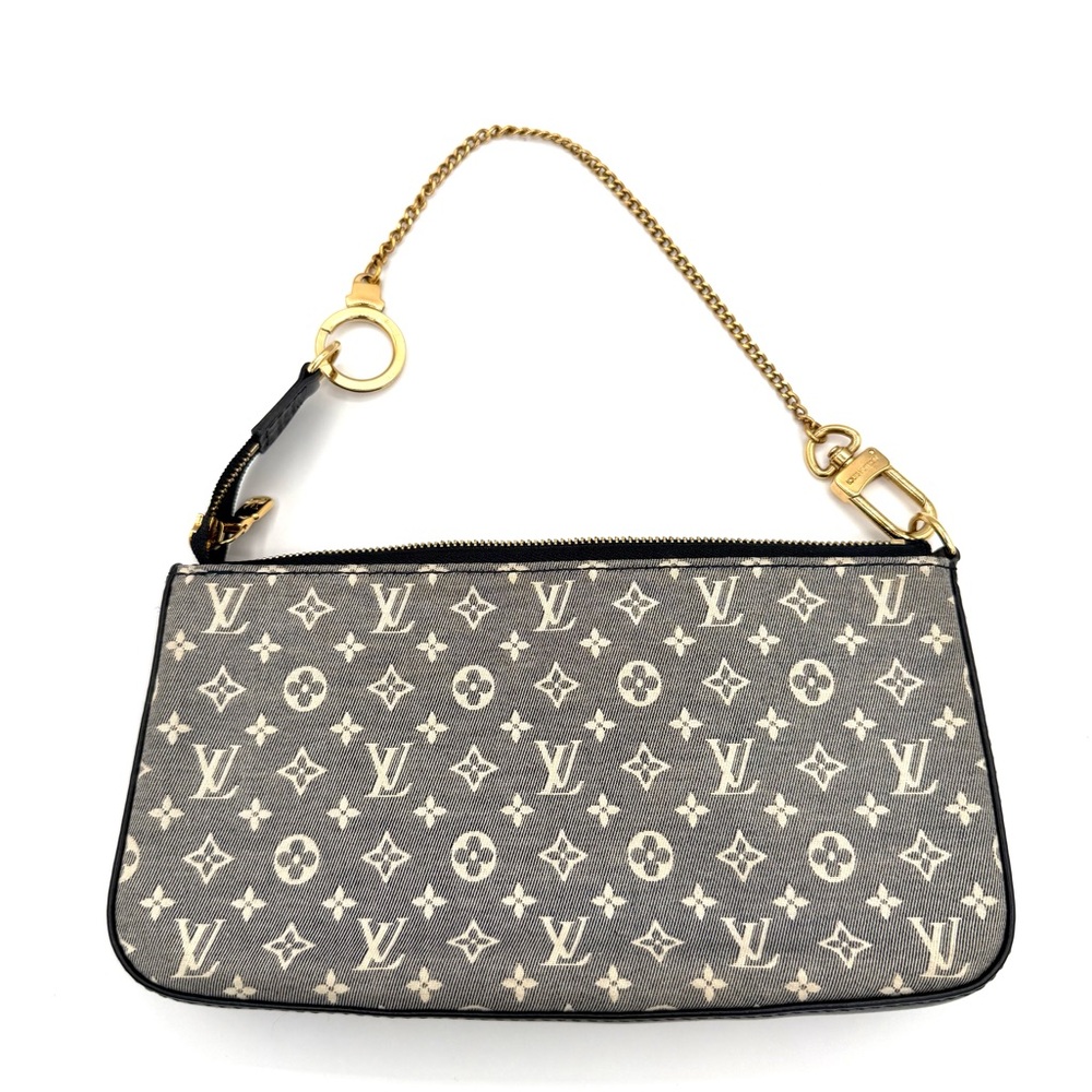 Louis Vuitton Denim Navy Blue and Gold Monogram Canvas Pochette Bag - Picture 6 of 12